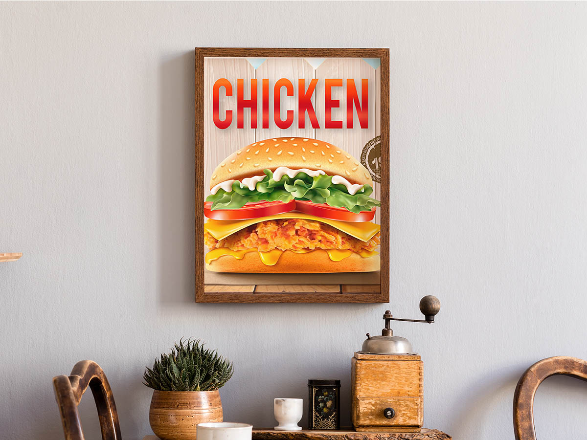 chicken print framed