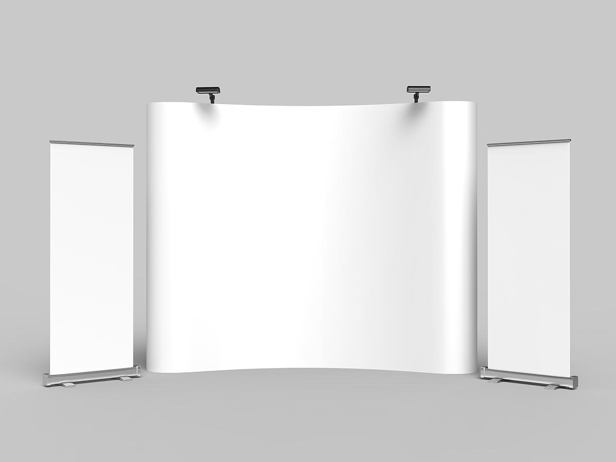 Curved Backwall Exhibit with Two Retractable Banners